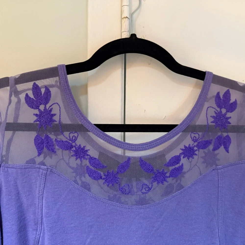 Free People Purple Embellished Long Sleeve Blouse - Picture 2 of 5